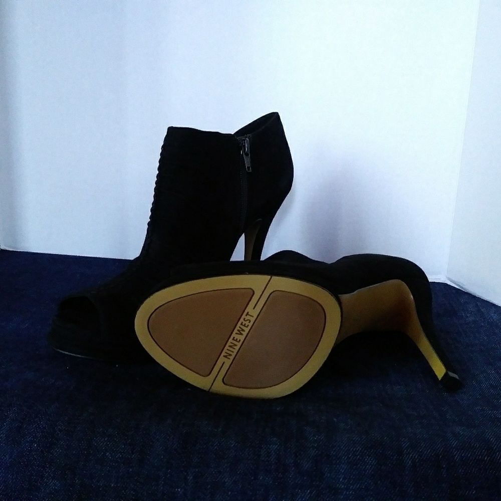 Suede booties peekaboo toe